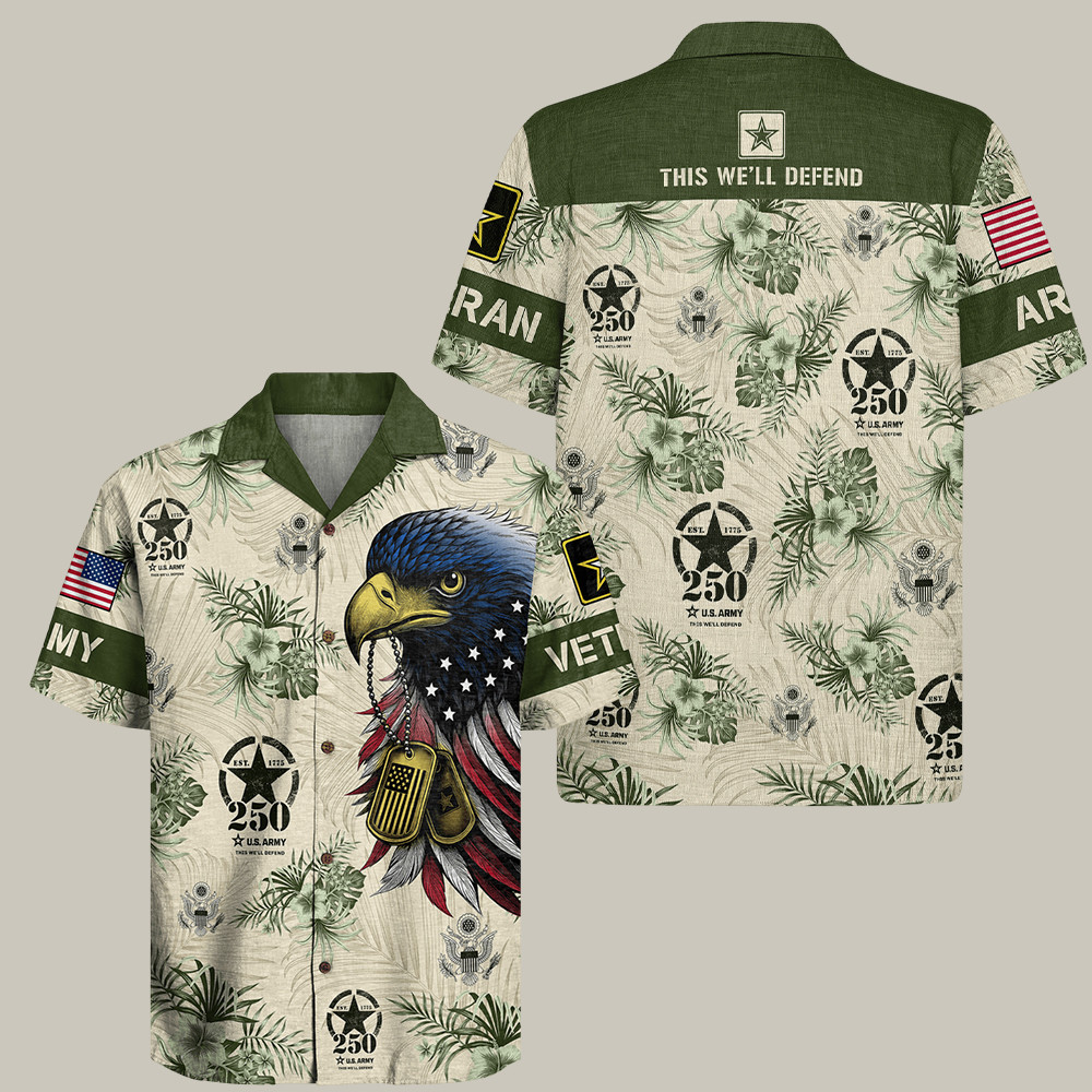Eagle U.S. Army 250Th Anniversary Hawaiian Shirt American Pride Patriotic Gifts Ideas