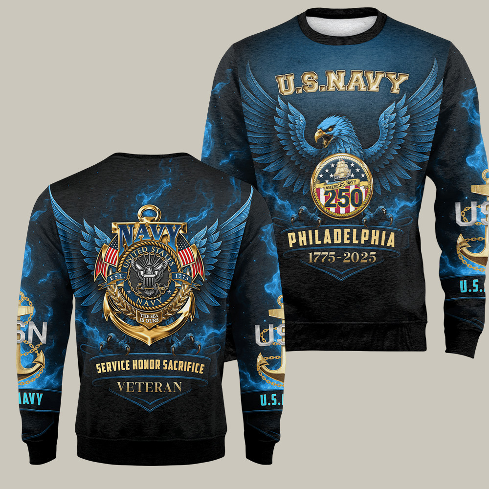 Eagle U.S. Navy 250th Anniversary Sweatshirt Philadelphia 1775 Navy Gifts For Dad