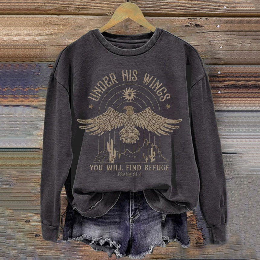 Eagle Under His Wings Sweatshirt Catholic Clothing Ideal Gifts For Christians