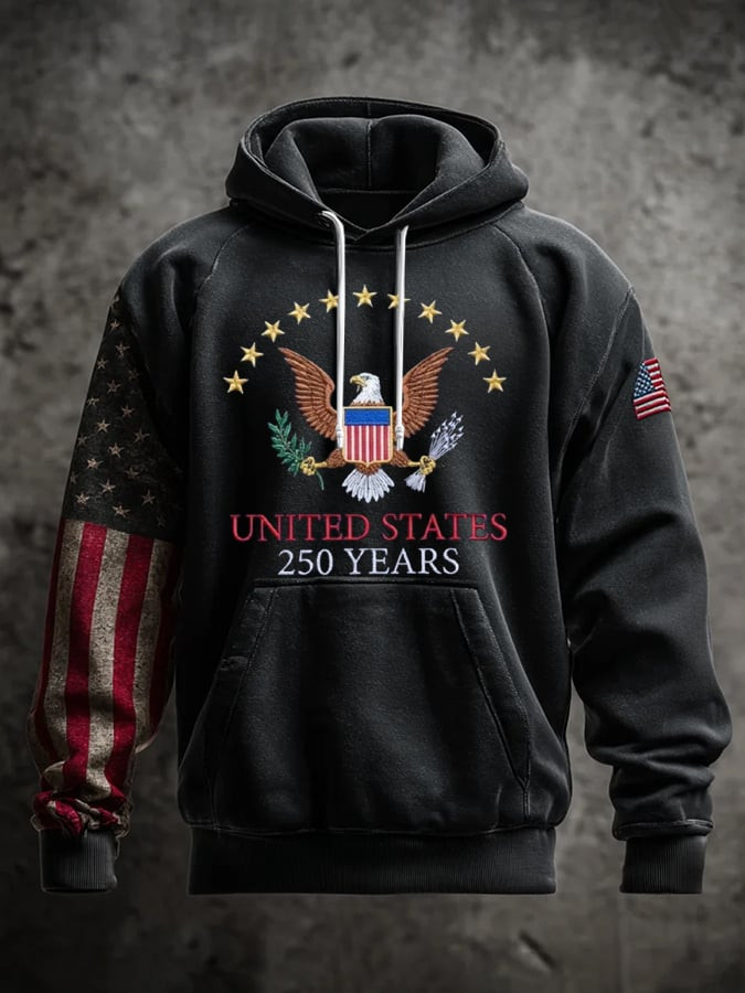 Eagle United States 250 Years Anniversary Hoodie USA Flag Fourth Of July Apparel Him Gifts