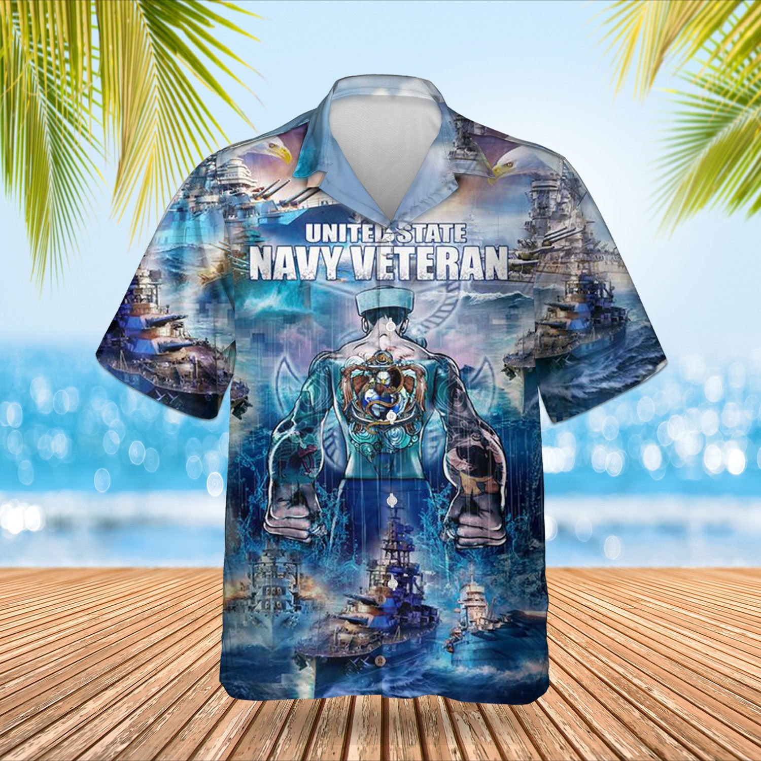 Eagle United States US Navy Veteran Hawaiian Shirt Clothing Best Gifts For Navy Veterans