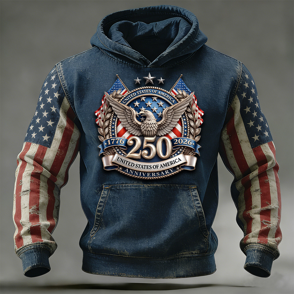 Eagle US 250 Years Of Freedom 1776 2026 Hoodie America's Birthday Hooded Sweatshirt