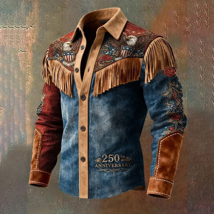 Eagle US 250Th Anniversary 1776 2026 Button Up Long Sleeve Shirt July 4th Apparel Patriotic Apparel