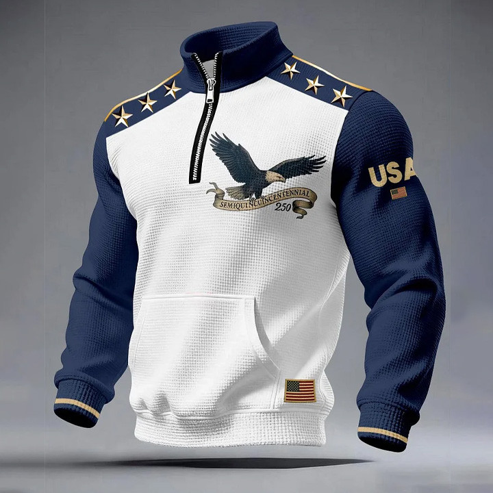 Eagle US 250Th Anniversary 1776 2026 Collar Zippered Hoodie Semiquincentennial Merchandise Gift Ideas