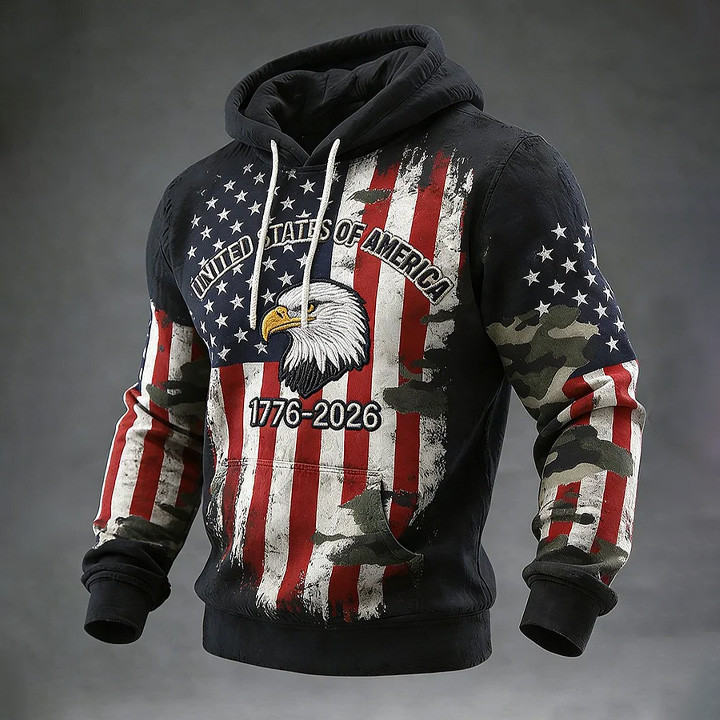 Eagle US 250th Anniversary 1776 2026 Hoodie America's Birthday Apparel 4th Of July Gift