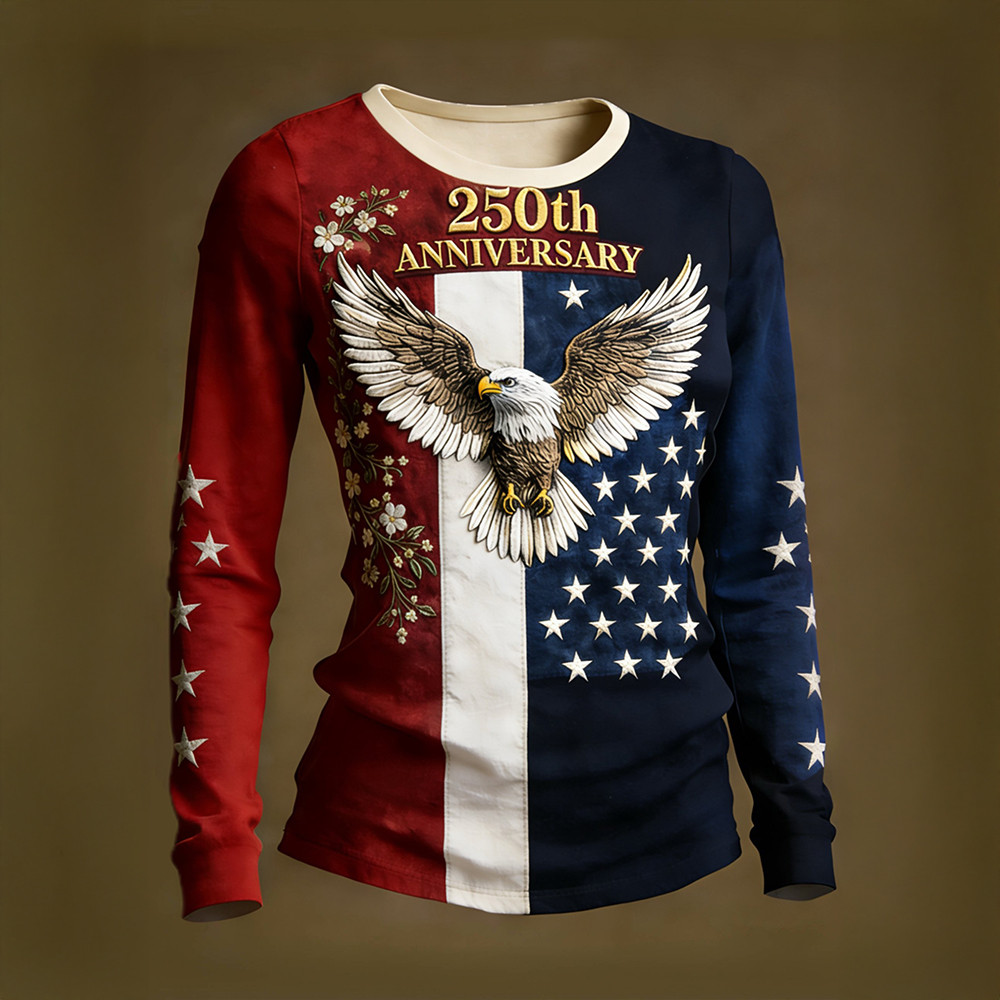Eagle US 250Th Anniversary 1776 2026 Long Sleeve Shirt America's Birthday Apparel Gift For Her