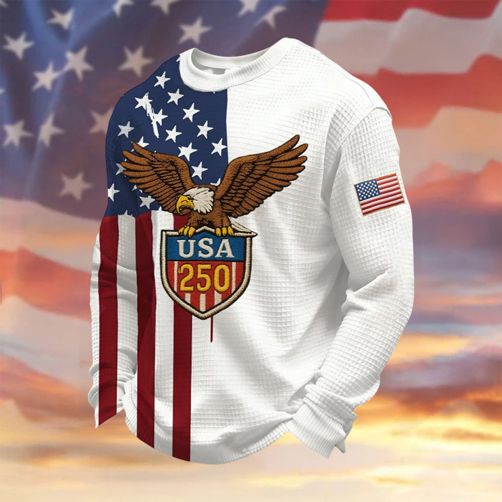 Eagle US 250Th Anniversary 1776 2026 Long Sleeve Shirt Fourth Of July Merch Patriotic Dad Gift