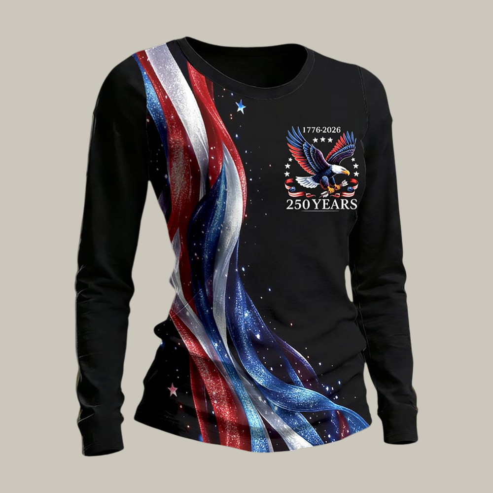 Eagle US 250Th Anniversary 1776 2026 Long Sleeve Shirt Independence Day 2026 Apparel Present For Her