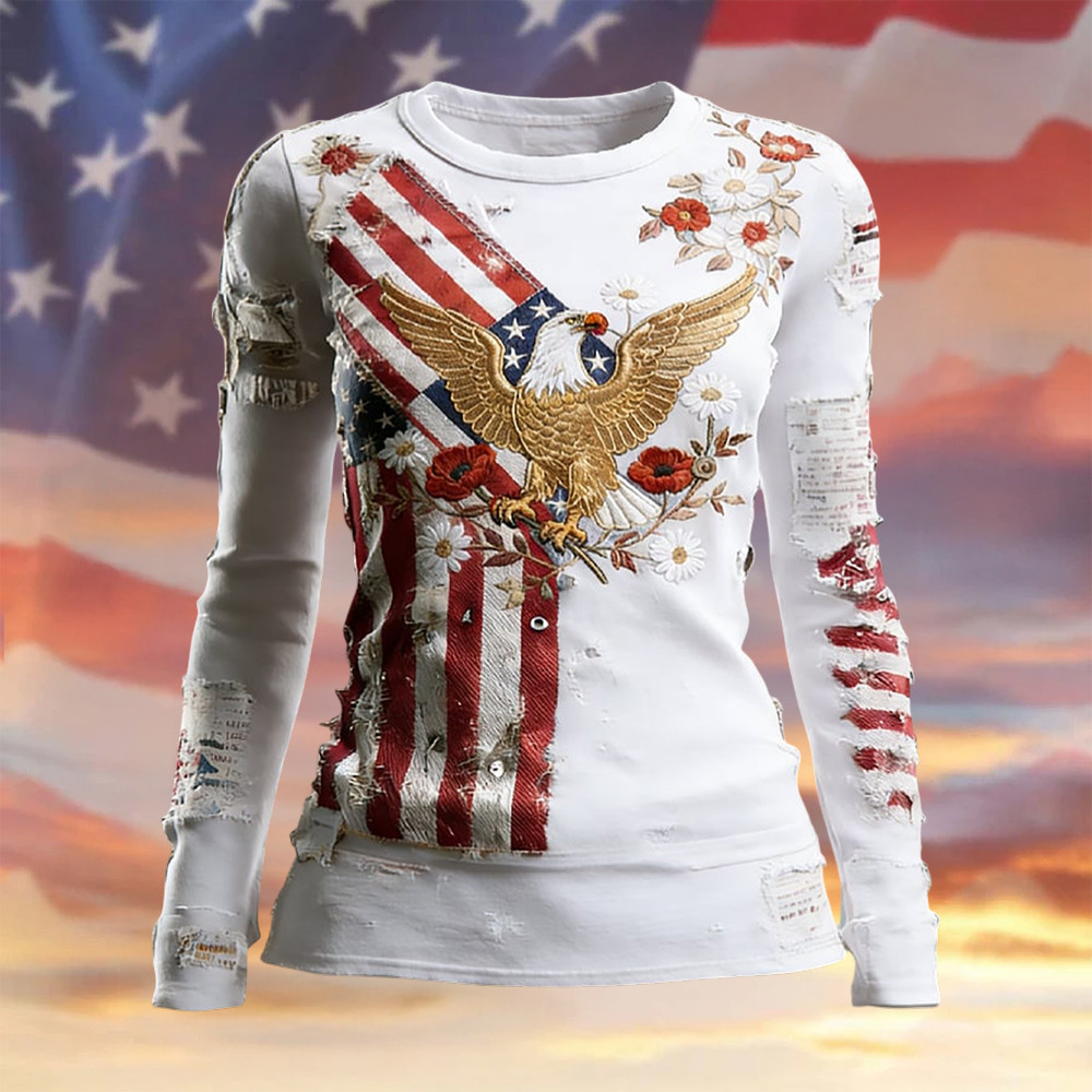Eagle US 250Th Anniversary 1776 2026 Long Sleeve Shirt Patriotic Apparel Cool Gift For Her