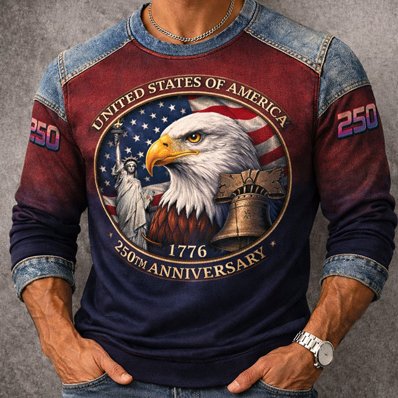 Eagle US 250th Anniversary 1776 2026 Long Sleeve Shirt Statue Of Liberty America's Birthday Apparel