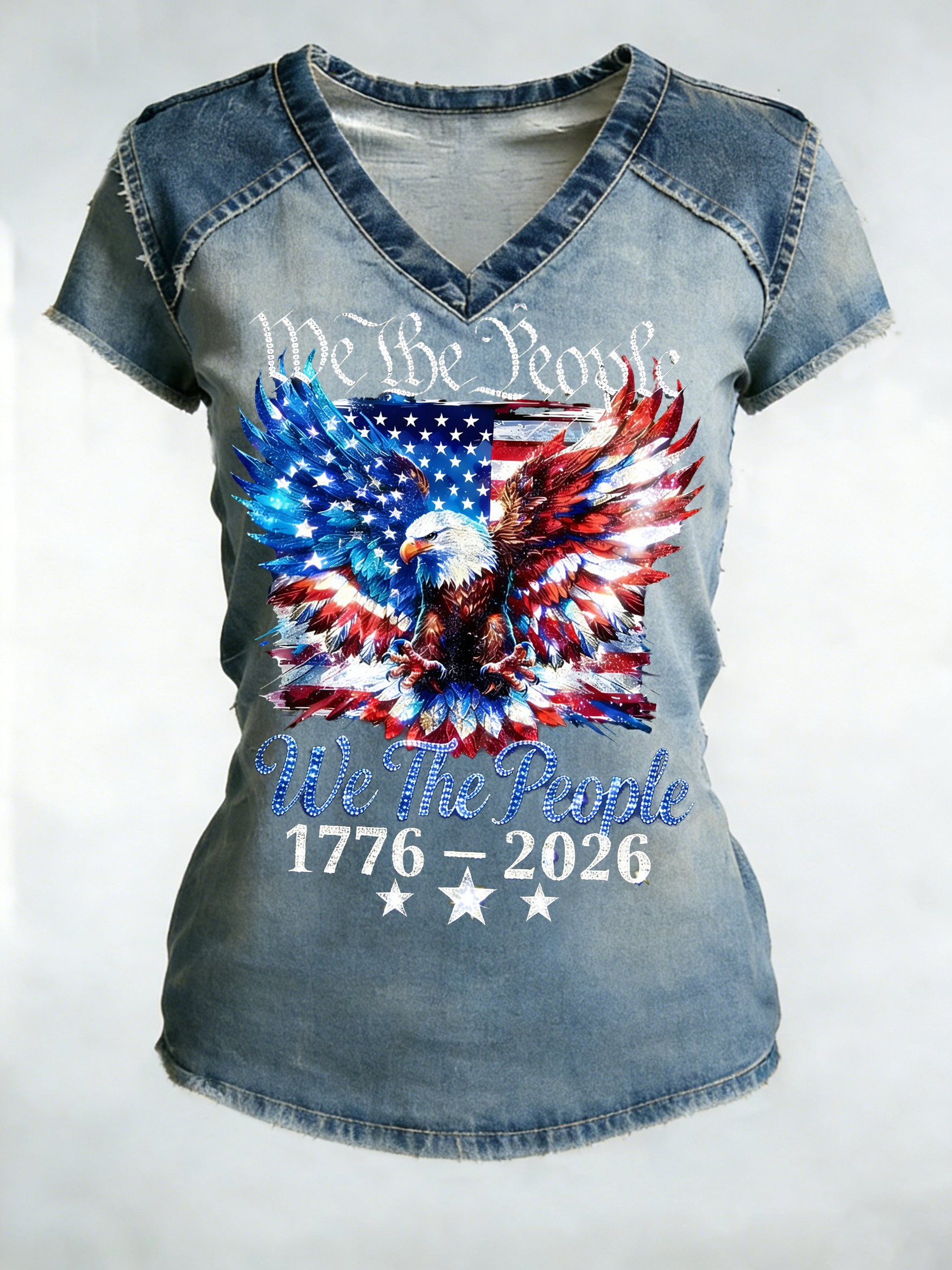 Eagle US 250Th Anniversary 1776 2026 V-Neck Shirt We The People Clothes Independence Day Gifts