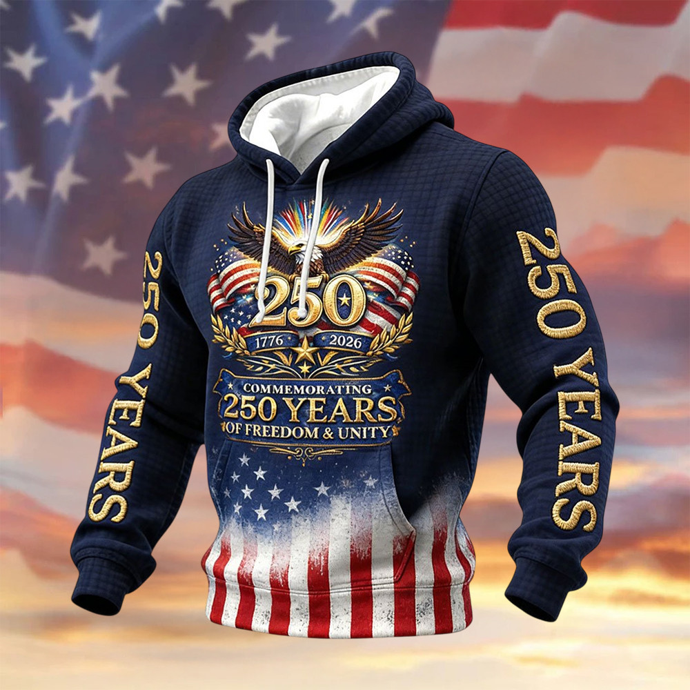 Eagle US 250th Anniversary Commemorative Design Hoodie Patriotic Apparel Present Idea