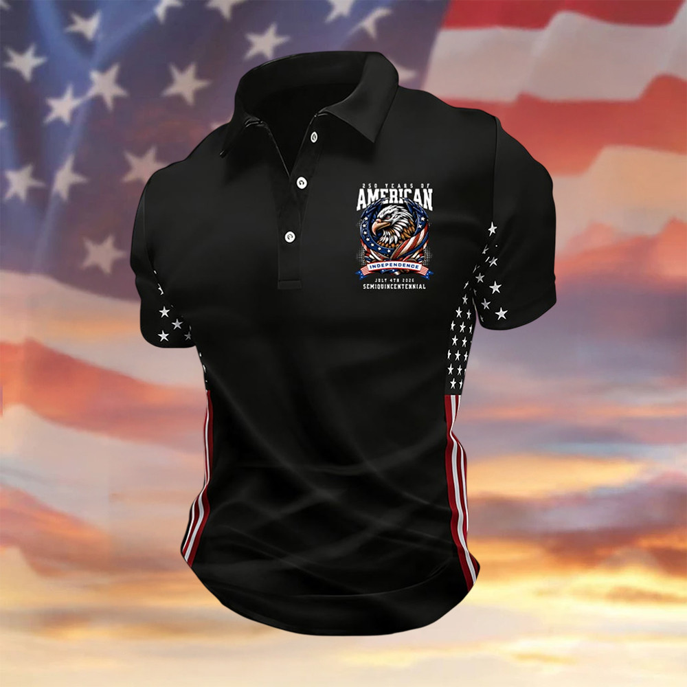 Eagle US 250th Anniversary Polo Shirt American 250 Years Birthday Clothes