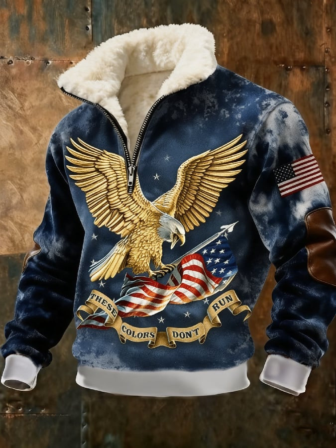 Eagle US 250th Anniversary Stand Up Collar Sweater Patriotic Eagle Design Clothing Men's Gifts