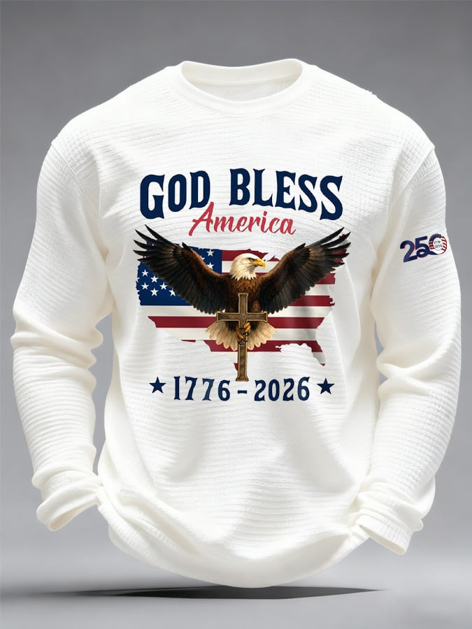 Eagle US 250th Anniversary Sweatshirt God Bless American 4th Of July Merch Gift Ideas