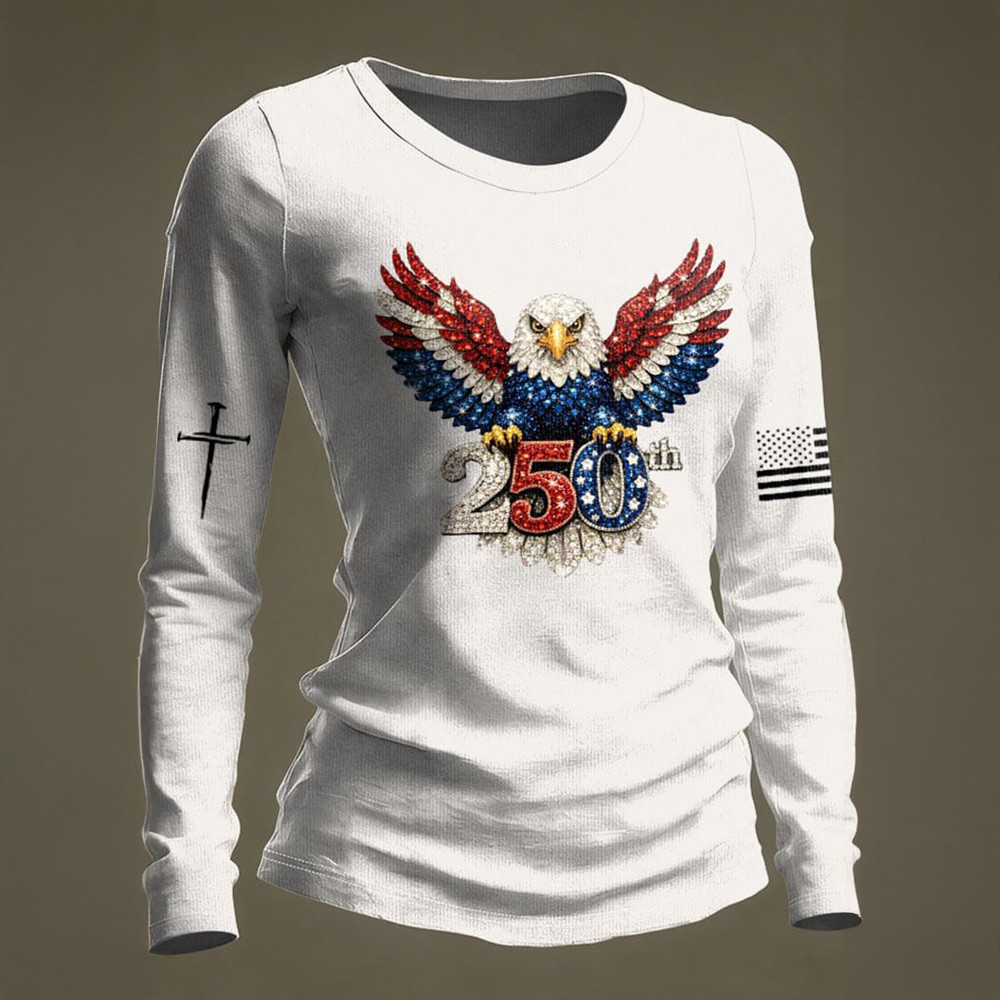Eagle US 250Th Anniversry 1776 2026 Long Sleeve Shirt 4th Of July Apparel Gifts For Friends