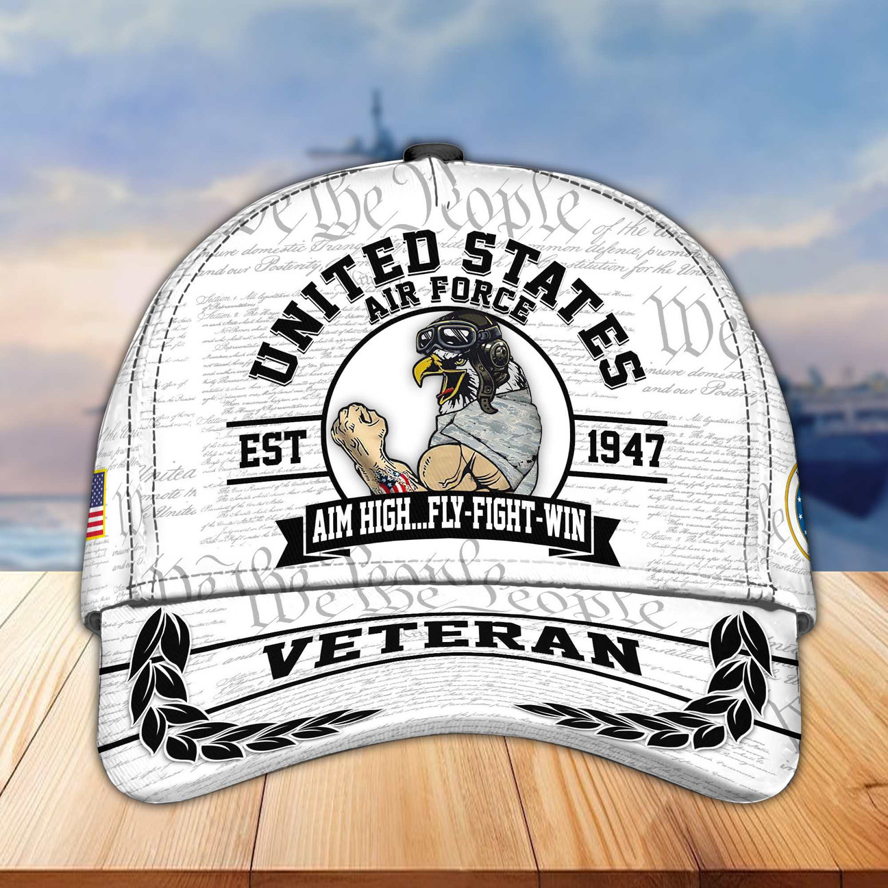 Eagle US Air Force Veteran Hat Aim High Fly Fight Win We The People Cap Gifts For Air Force