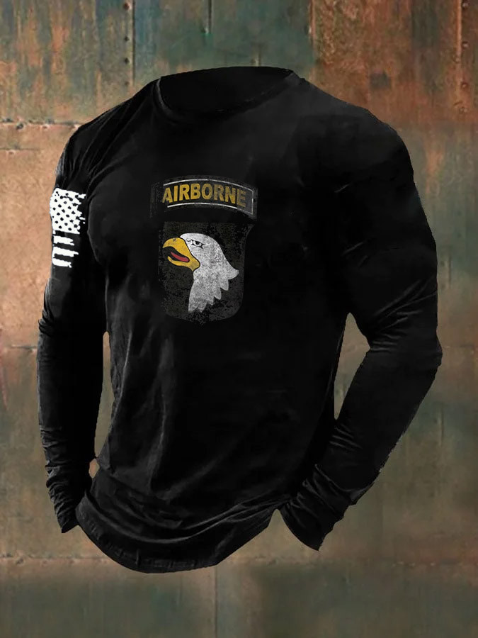 Eagle US Airborne Veteran Long Sleeve Shirt American Flag Merch Unique Gift For Patriots