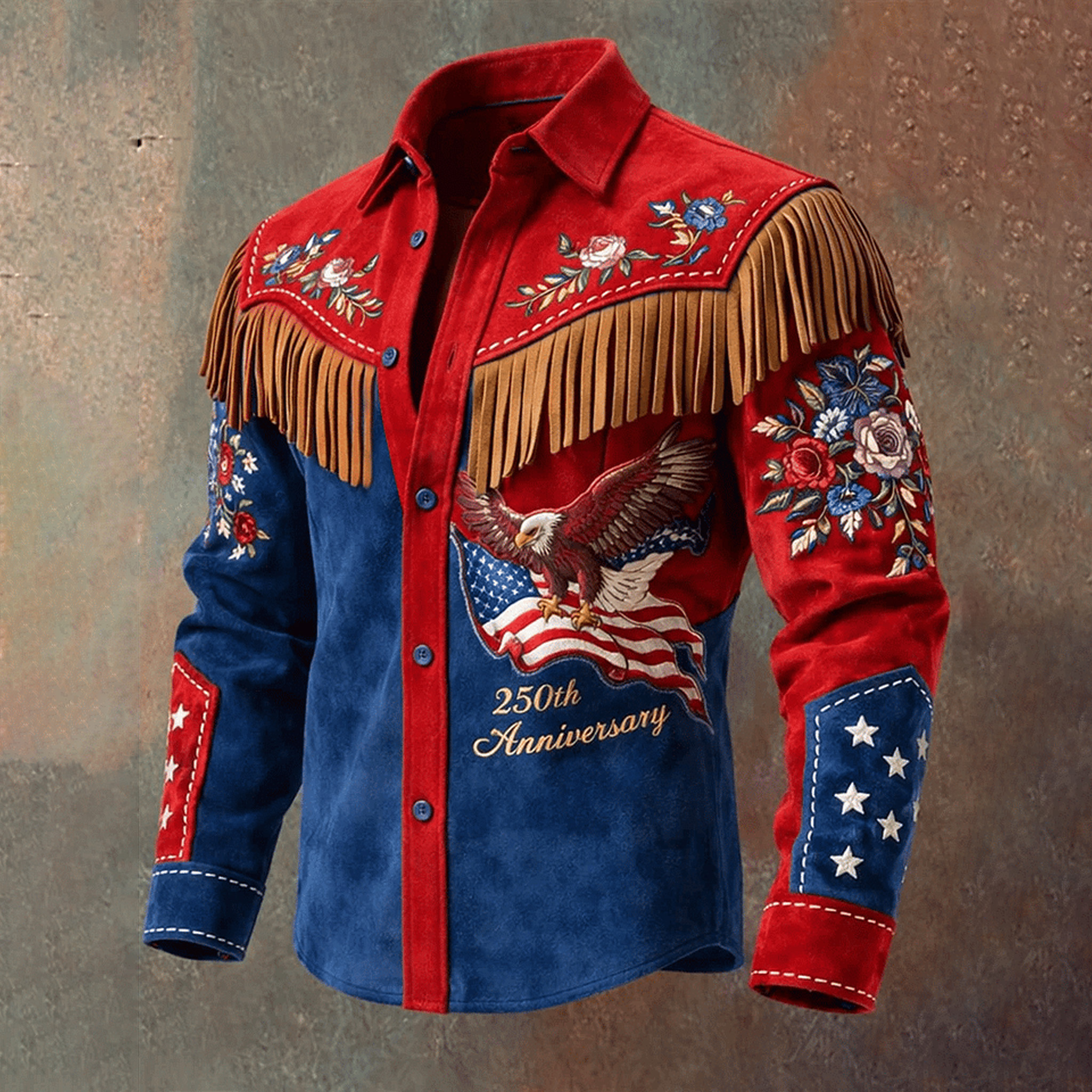 Eagle US Anniversary 1776 2026 Button Up Long Sleeve Shirt America's 250th Birthday Apparel