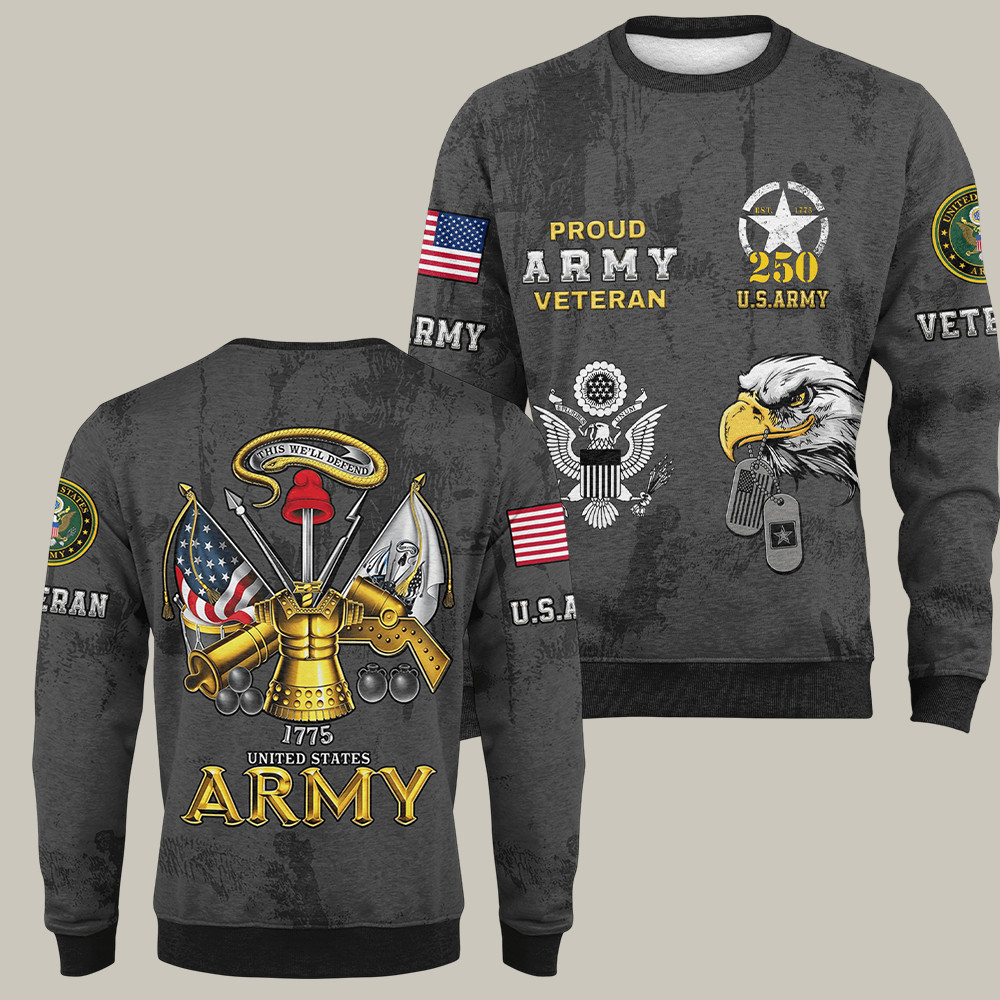Eagle US Army 250th Anniversary Sweatshirt Proud Army Veteran Father's Day Gifts For Veterans