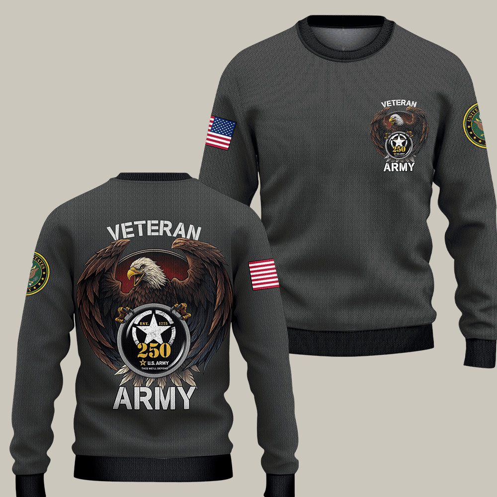 Eagle US Army 250th Anniversary Sweatshirt This We'll Defend Military Farewell Gifts