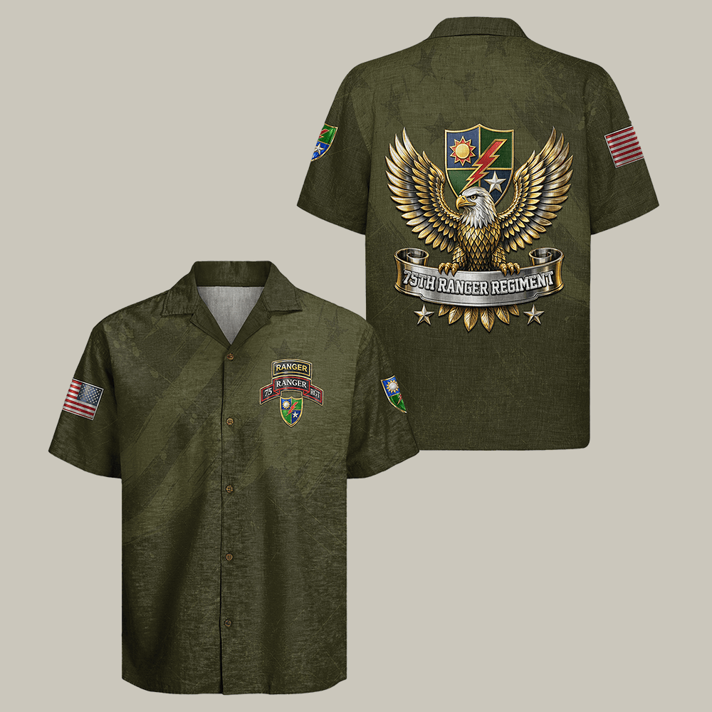 Eagle US Army 75th Ranger Regiment Hawaiian Shirt Army Veteran Clothes Cool Veteran Gift