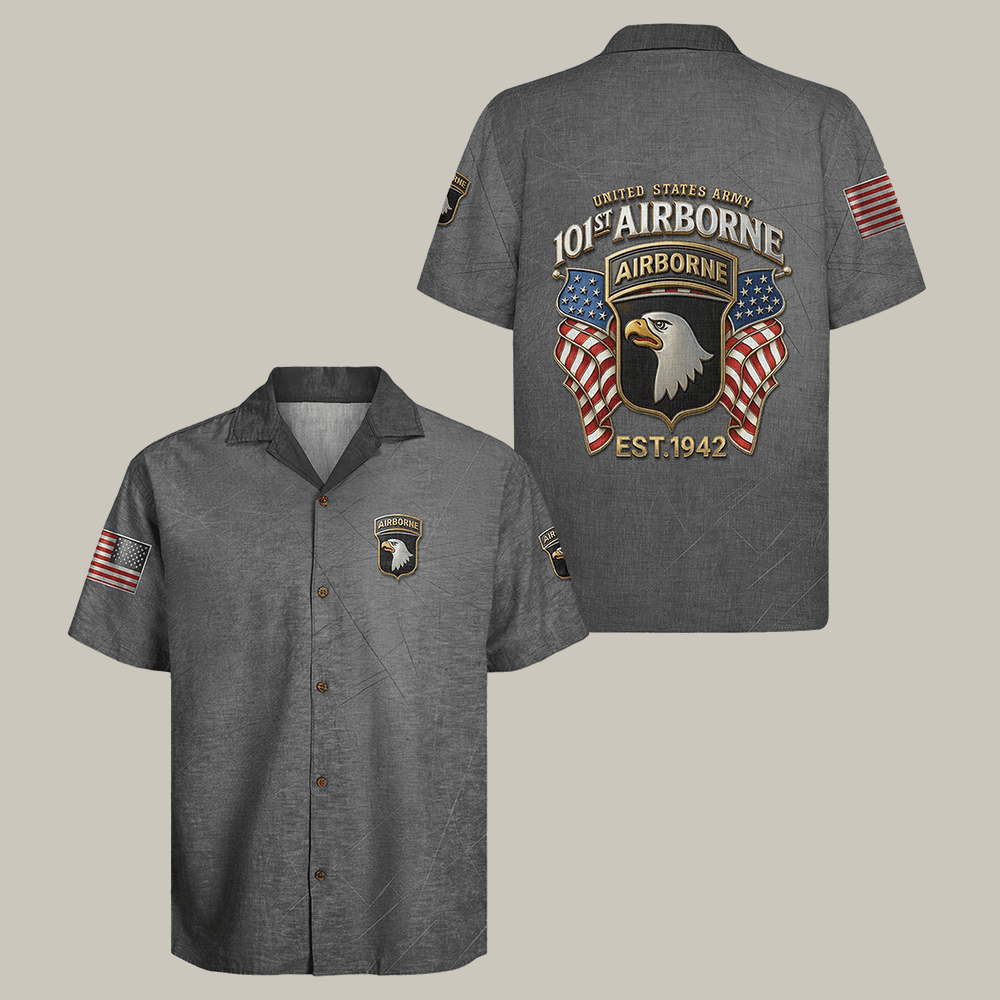 Eagle US Army Airborne Hawaiian Shirt 101st Airborne Est 1942 Shirt Gift For Him