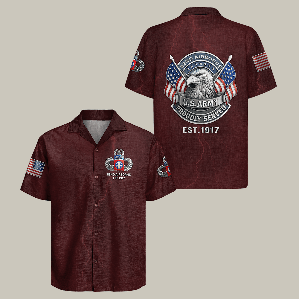 Eagle US Army Airborne Hawaiian Shirt 82nd Airborne Soldier Shirt Patriotic Gift