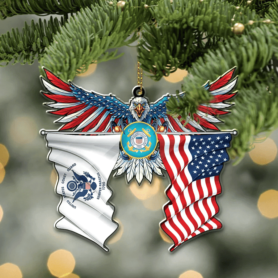 Eagle US Coast Guard American Flag Christmas Ornament Semper Paratus Christmas Gift Ideas