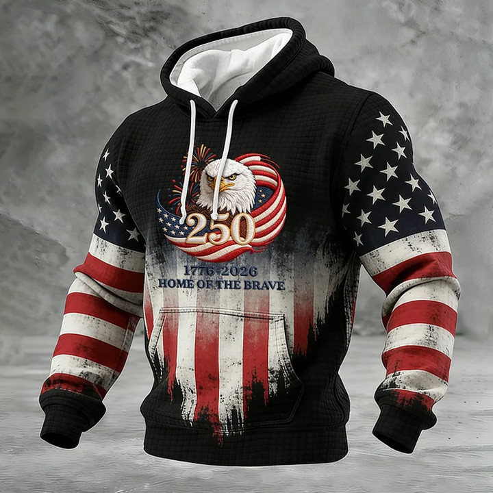 Eagle US Home Of The Brave 1776 2026 Hoodie America's Birthday Hoodie Patriotic Present