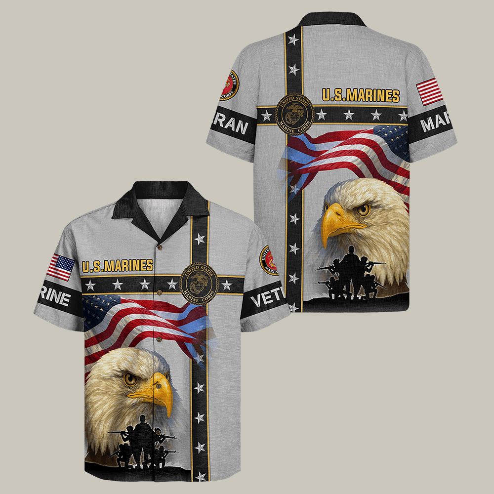 Eagle US Marine 250th Years Of Service Hawaiian Shirt 250th Anniversary Clothes Gift For Vet
