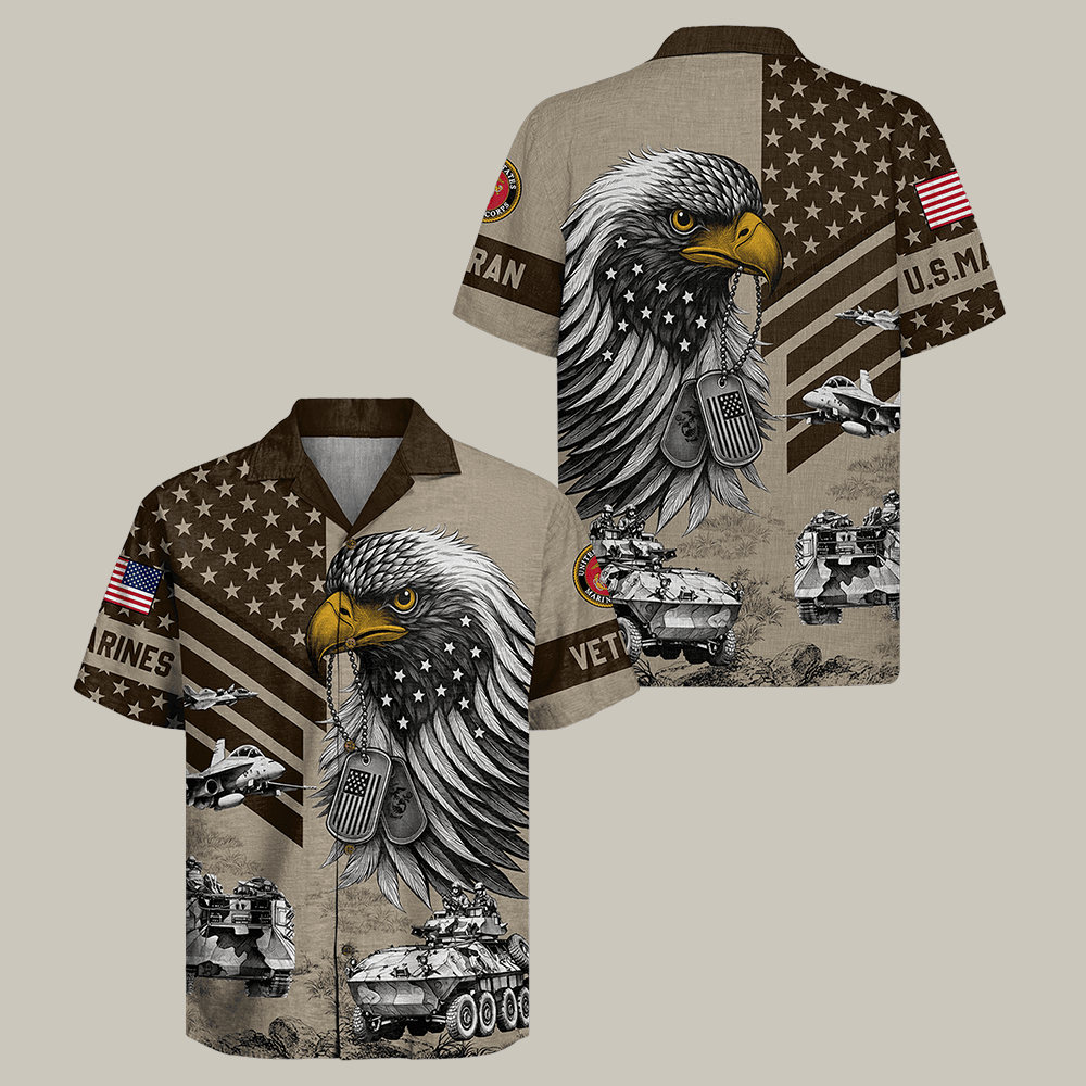 Eagle US Marine 250th Years Of Service Hawaiian Shirt Veteran Clothes Military Gift Idea