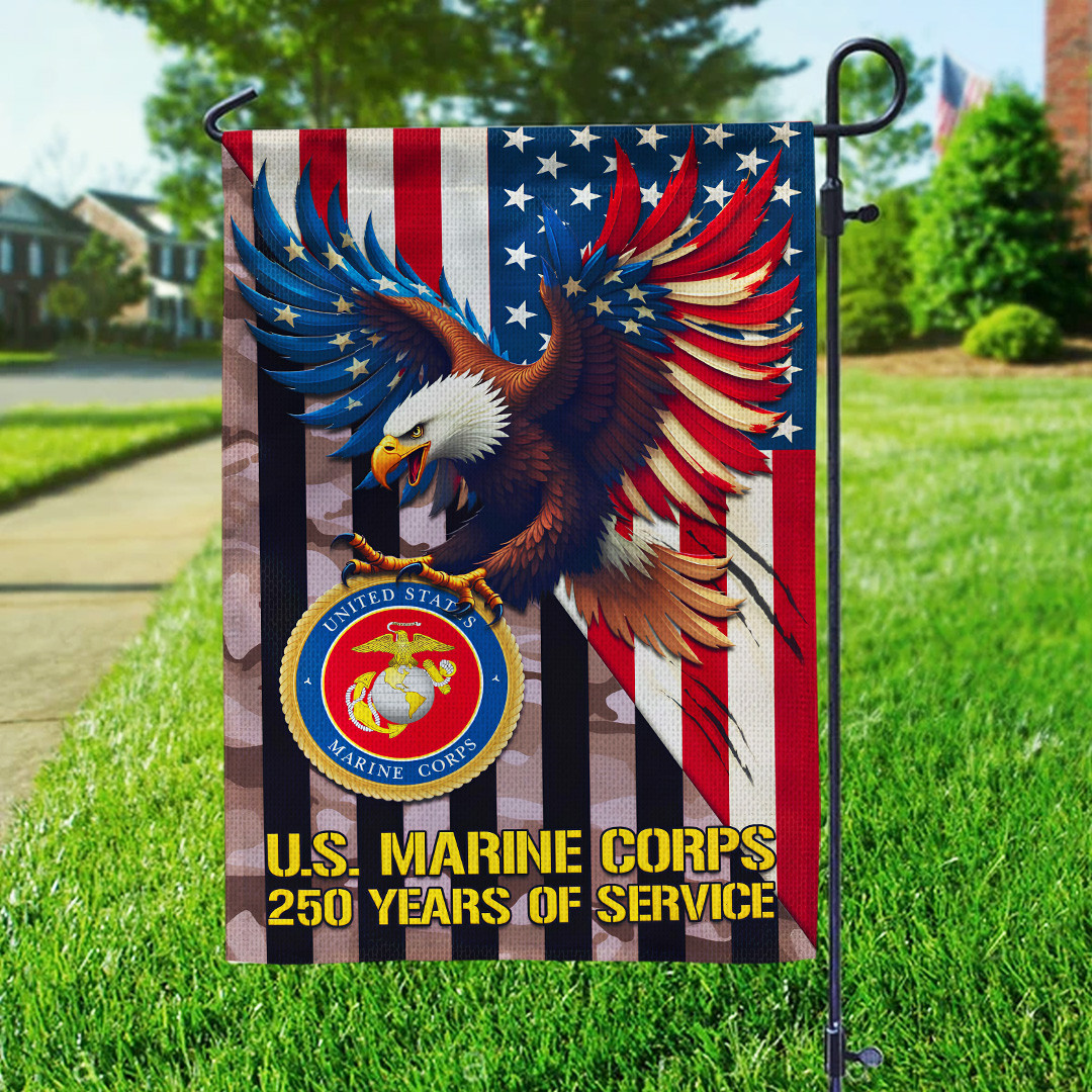 Eagle US Marine Corps 250 Years Of Service Flag Garden Decor Patriotic Flag Gifts For Dad