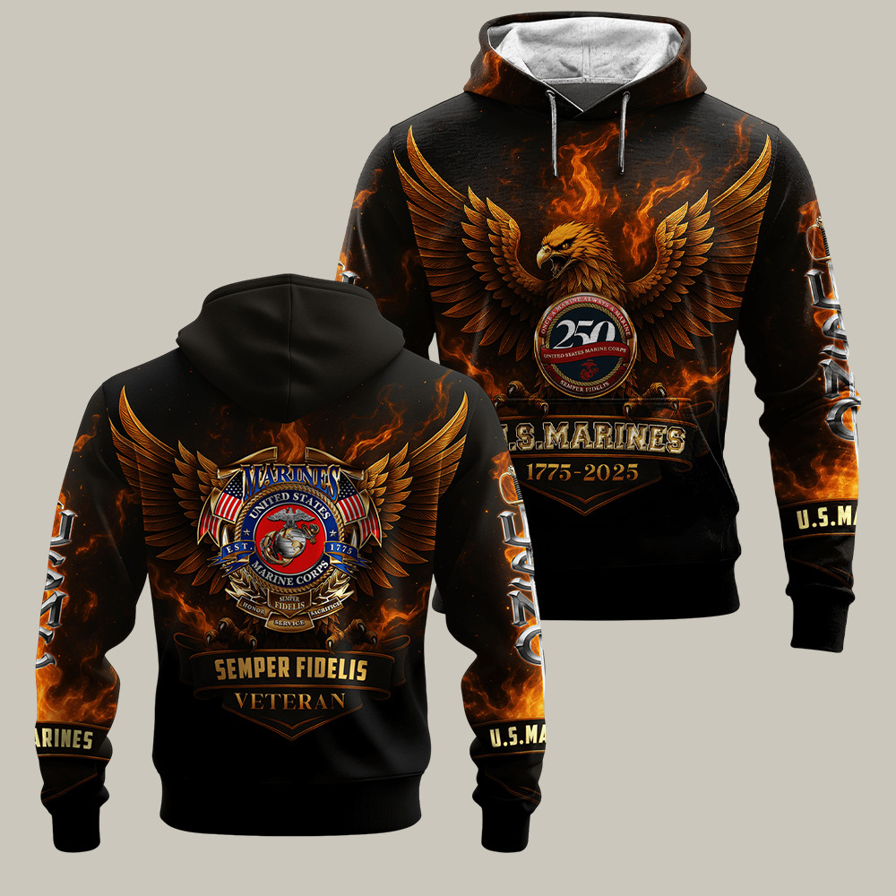 Eagle US Marines 250Th Anniversary 1775 2025 Hoodie Semper Fidelis Veteran Merch Gifts