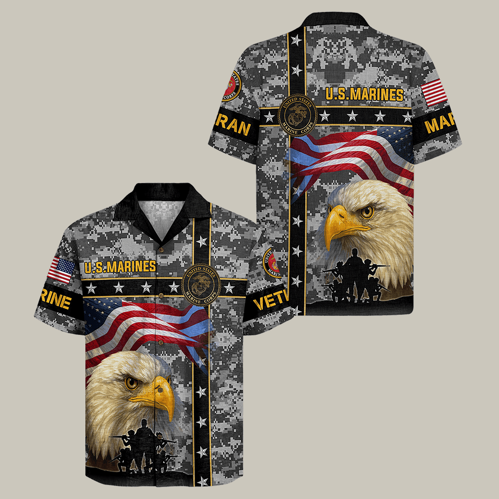 Eagle US Marines 250th Anniversary Hawaiian Shirt Patriotic Veteran Shirt USMC Gift Idea