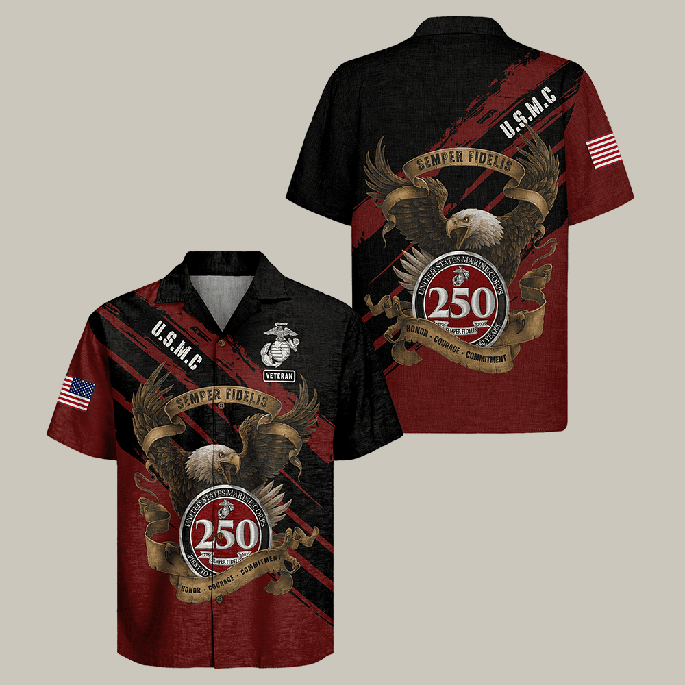 Eagle US Marines 250th Anniversary Hawaiian Shirt Semper Fidelis Shirt Marine Corps Present