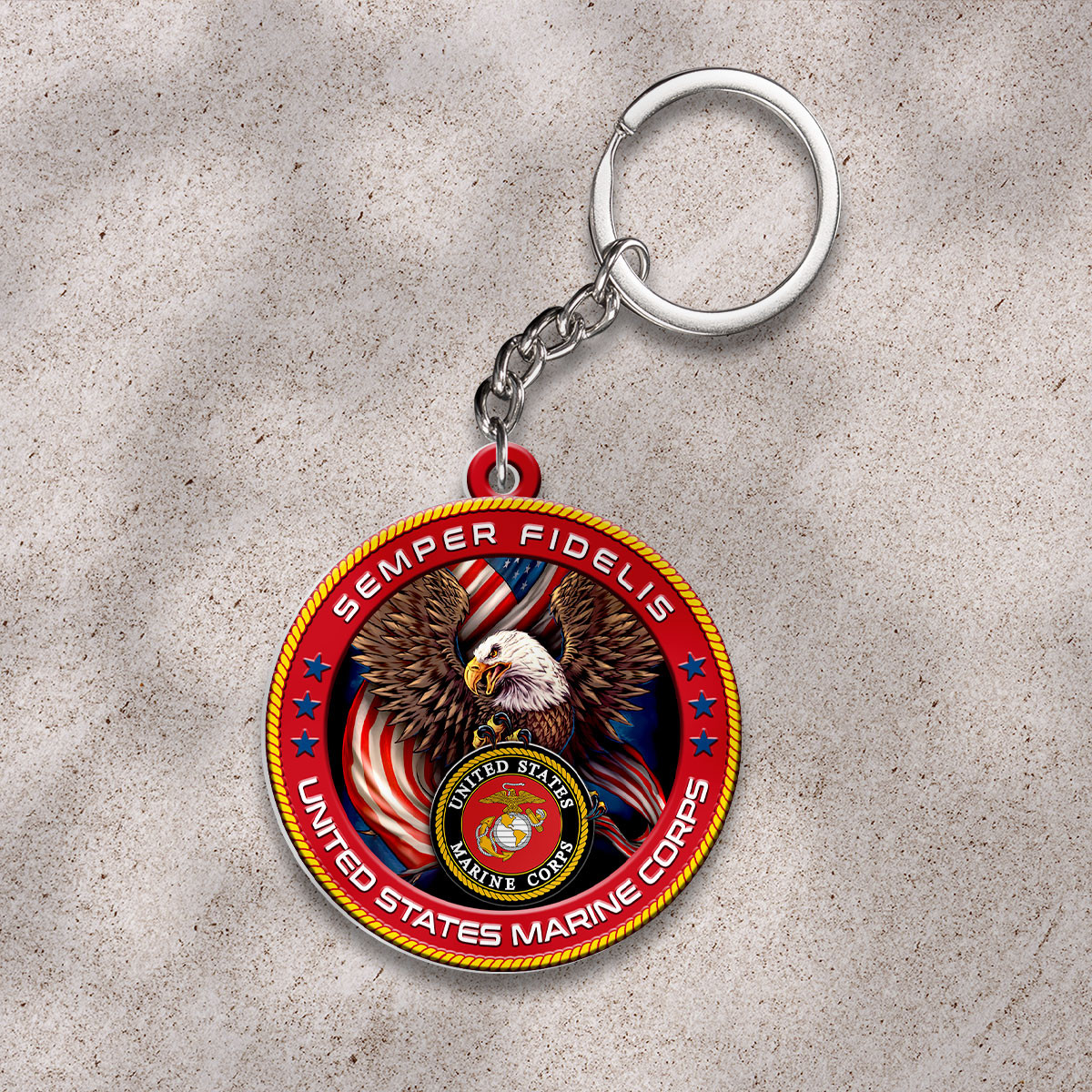 Eagle US Marines 250th Anniversary Keychain Semper Fidelis Gifts For Marine Corps Veterams