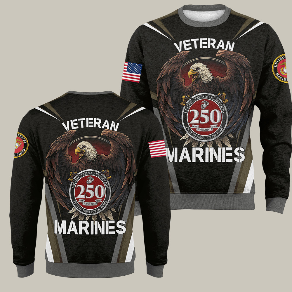 Eagle US Marines 250th Anniversary Sweatshirt Veteran Support Apparel Gifts For Father