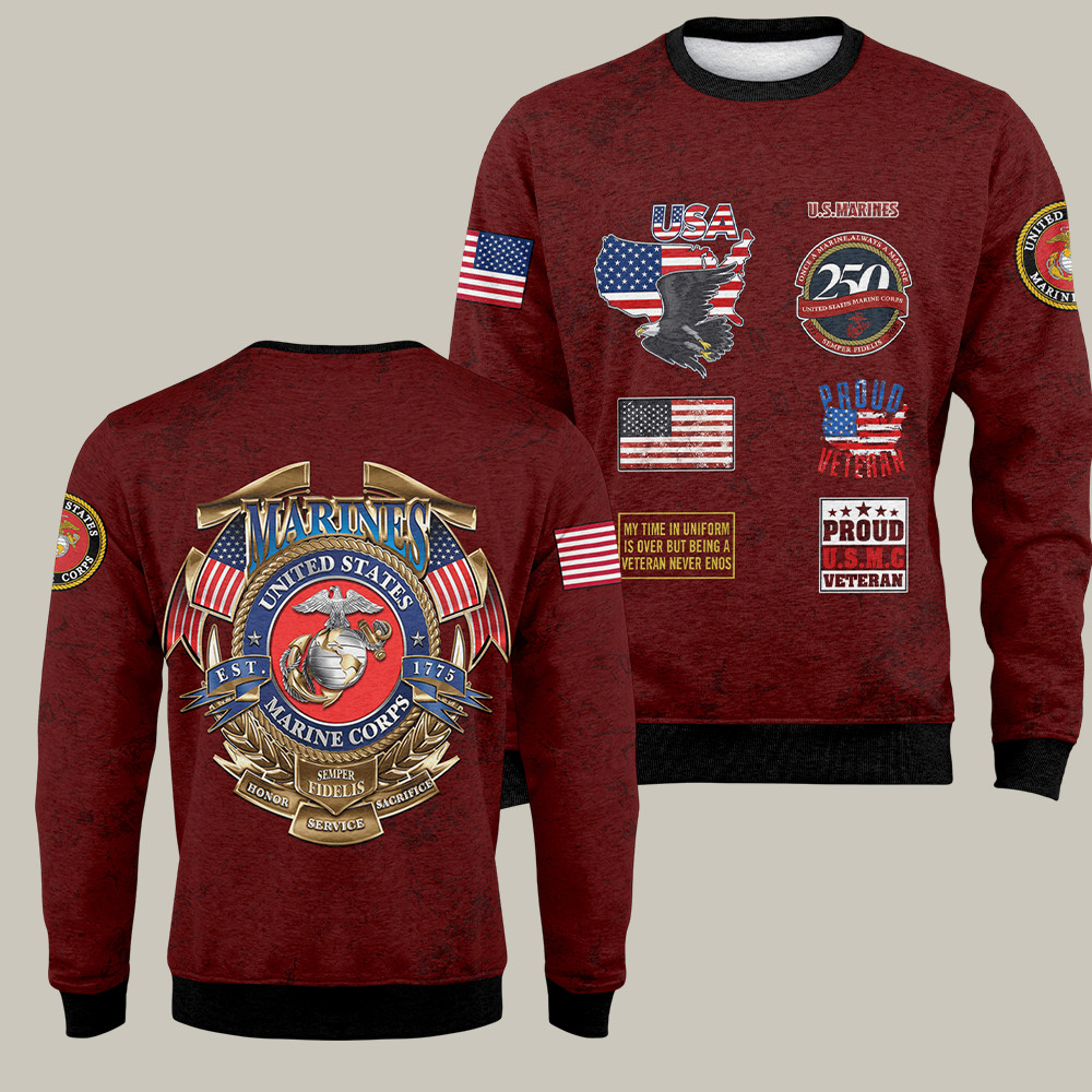 Eagle US Marines 250th Birthday Sweatshirt Proud USMC Veteran Gifts For Patriotic Men