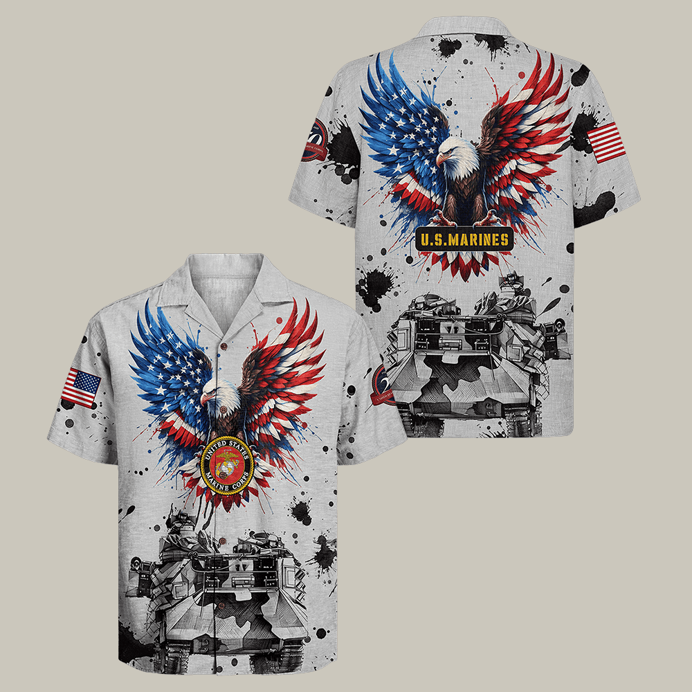 Eagle US Marines 250th Years Of Service Hawaiian Shirt 250Th Anniversary Shirt Gift Idea