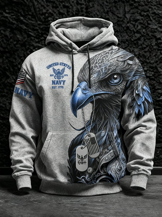 Eagle US Navy 250th Anniversary 1775 2025 Hoodie Dog Tags Pattern Veteran Hoodie Navy Gifts