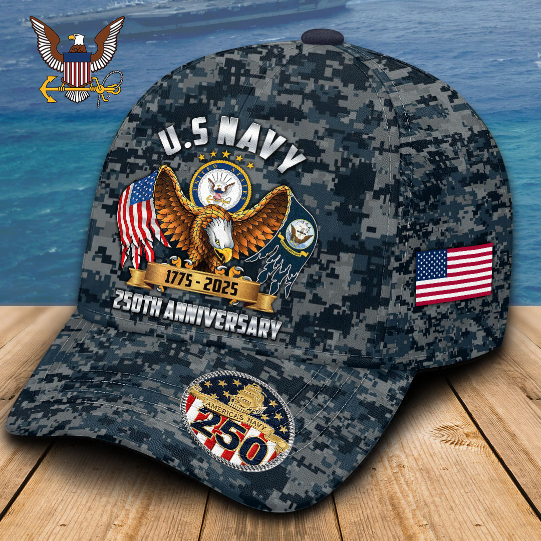 Eagle US Navy 250th Anniversary Classic Camo Hat American Flag Cap Cool Navy Gifts