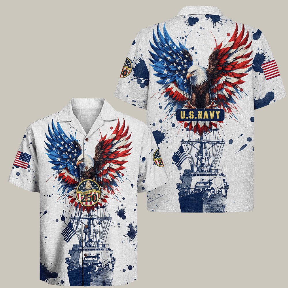 Eagle Us Navy 250th Anniversary Hawaiian Shirt Navy Clothing Navy Veterans Gifts