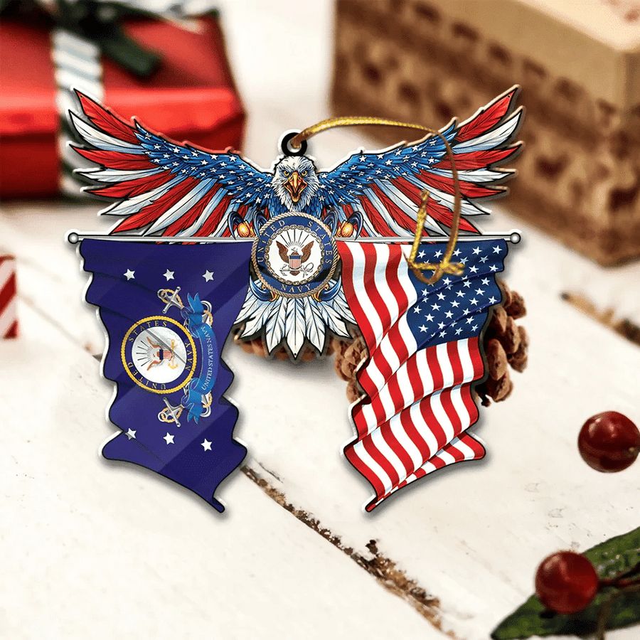 Eagle US Navy American Flag Christmas Ornament Xmas Decor Christmas Gifts For Navy Veterans
