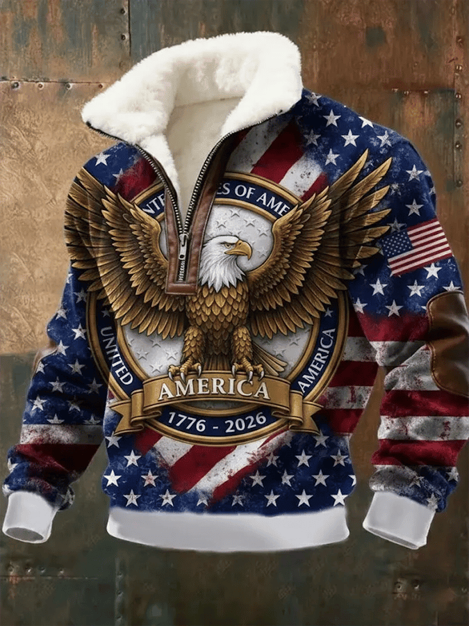 Eagle US Of America 250th Anniversary Stand Collar Quarter Zip Sweatshirt 4Th Of July Apparel Eagle US Of America 250th Anniversary Stand Collar Quarter Zip Sweatshirt 4Th Of July Apparel