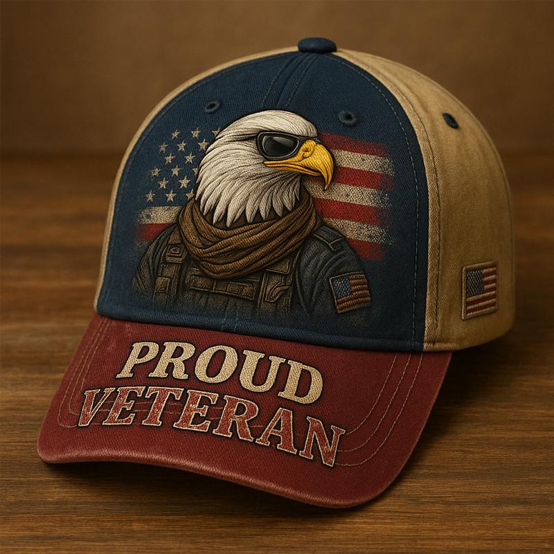 Eagle US Proud Veteran Hat American Flag Baseball Cap Christmas Gifts For Veterans