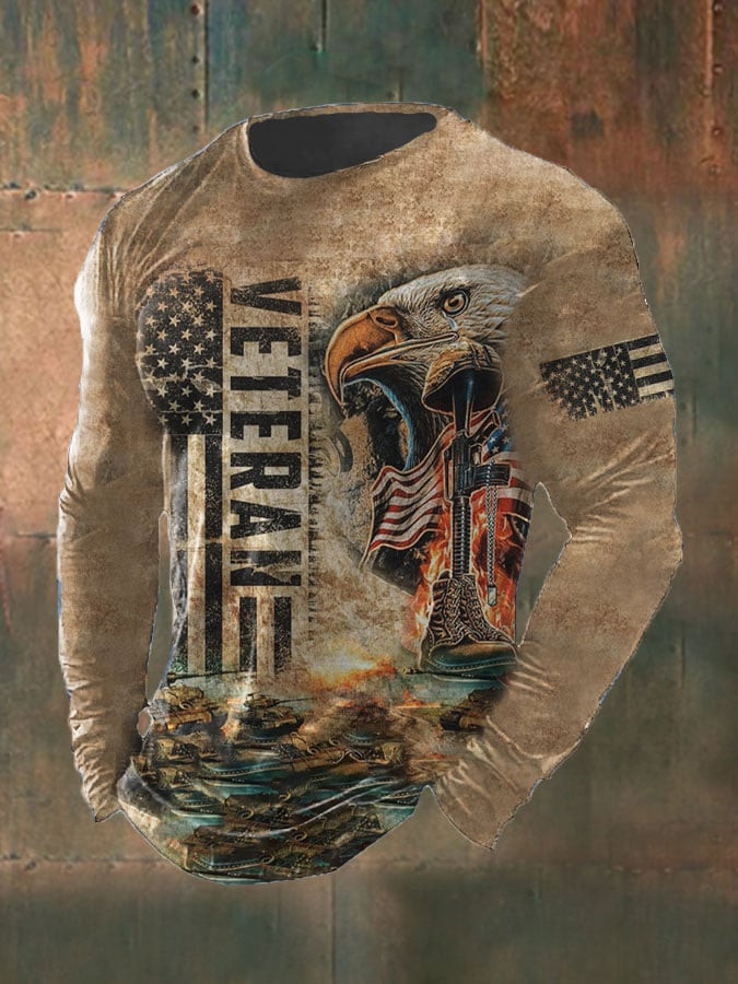 Eagle US Veteran Vintage Long Sleeve Shirt American Flag Veteran Clothing Gifts For Military