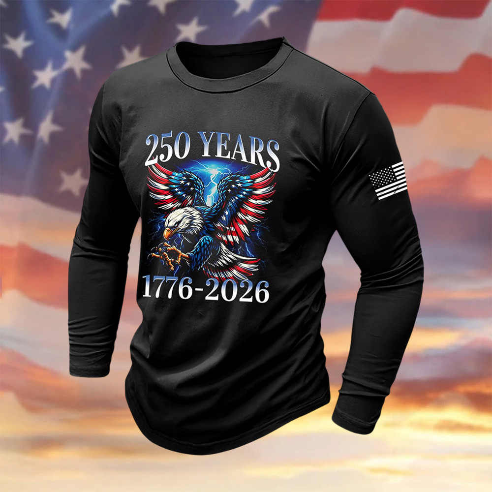 Eagle USA 250 Years 1776 2026 Long Sleeve Shirt 4Th Of July Outfits Present For Husband