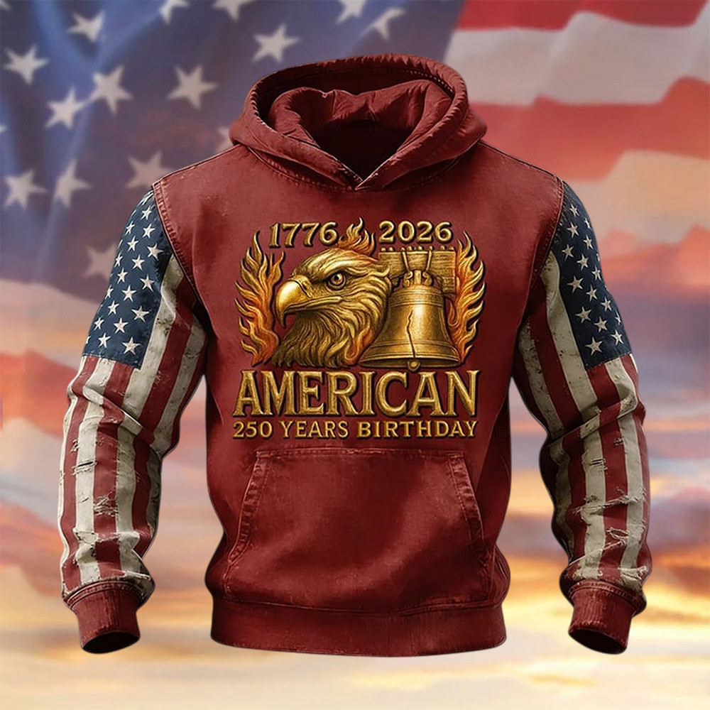 Eagle USA 250 Years Birthday 1776 2026 Hoodie Independence Day Hooded Sweatshirt