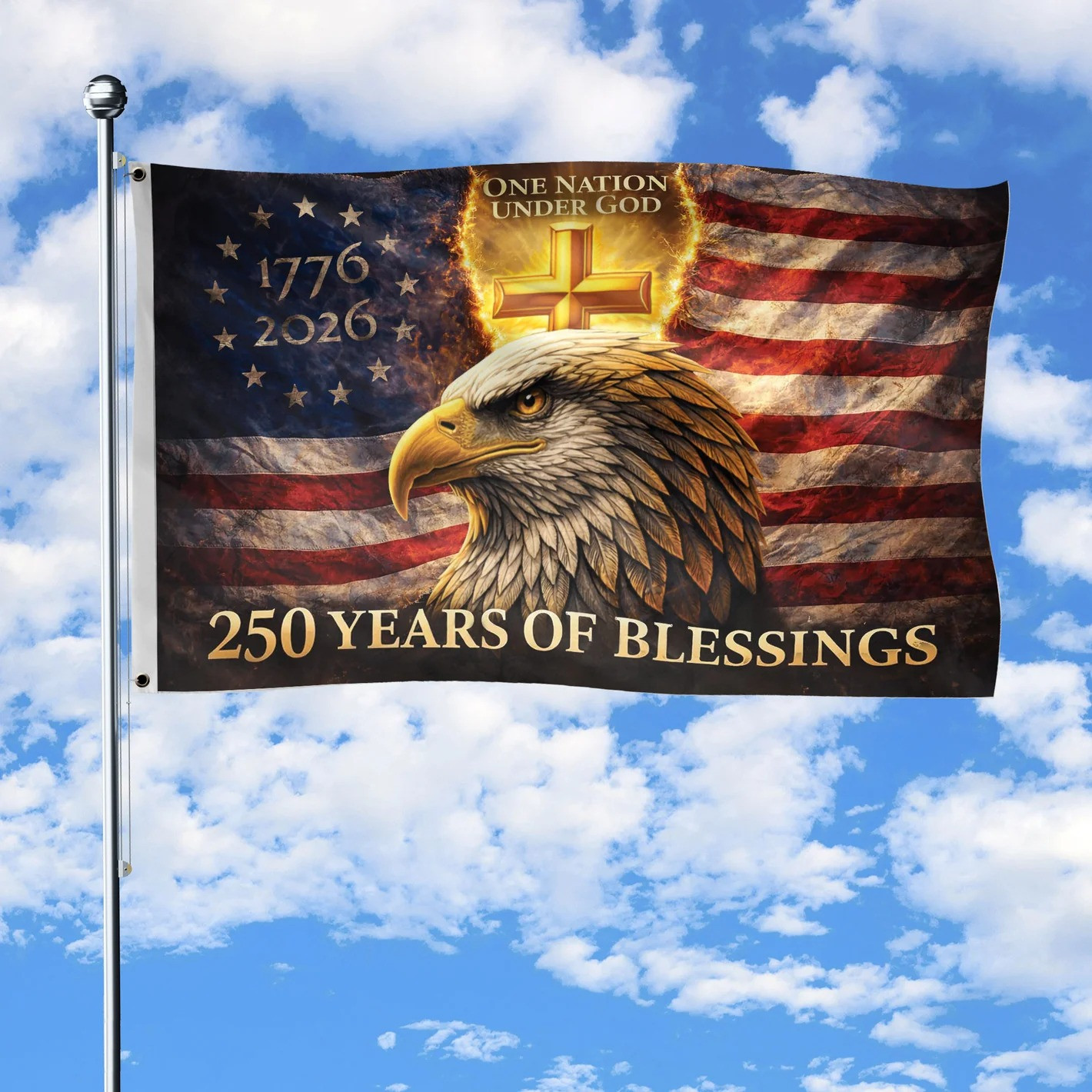 Eagle USA 250 Years Of Blessings Flag 4Th Of July Decorations Outdoor Gifts For 4Th Of July